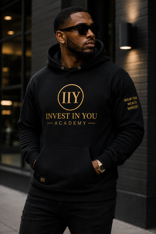 Invest In You Academy premium hoodie back — heavyweight fleece pullover