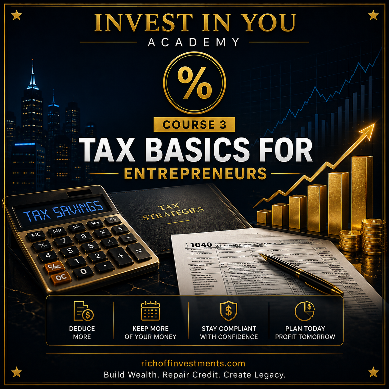 Tax Basics for Entrepreneurs course cover — Invest In You Academy